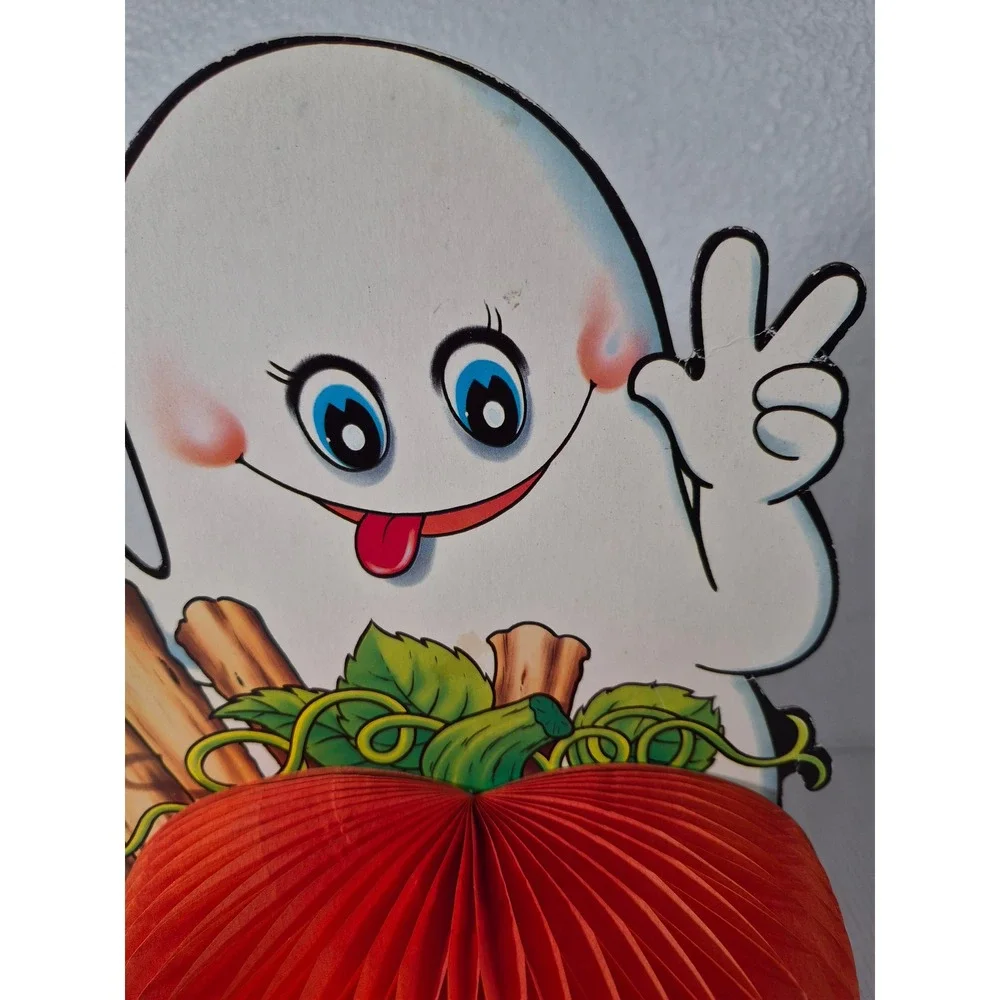 Vintage Halloween Ghost Honeycomb Centerpiece Retro Pumpkin Die Cut Decoration